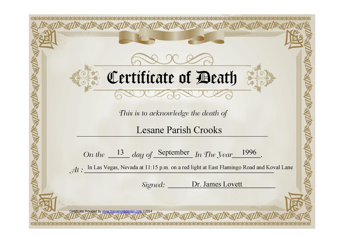 Death Certificate Tupac Amaru Shakur